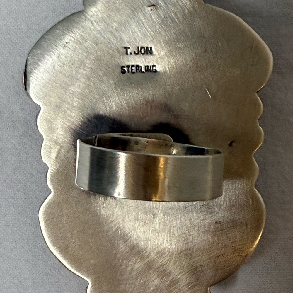 Large Kingman Turquoise Adjustable Ring - image 3